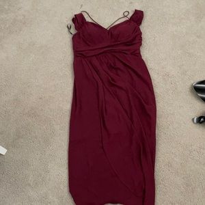 City chic burgundy dress